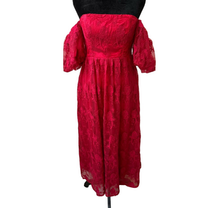Ina Red Lace Off-Shoulder Dress | Small